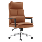 Scaun de birou KAHIL, piele ecologica maro camel/crom