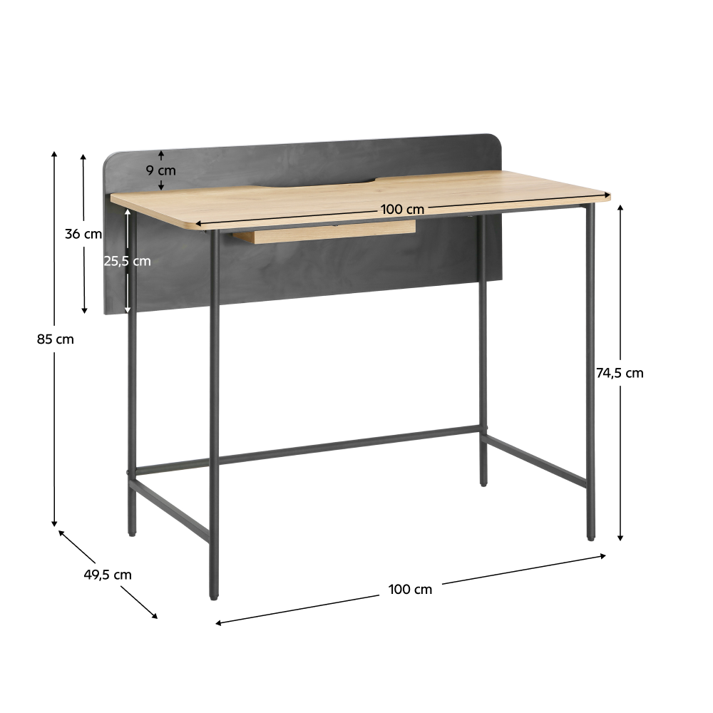 Birou PC KOMPUS, stejar / negru