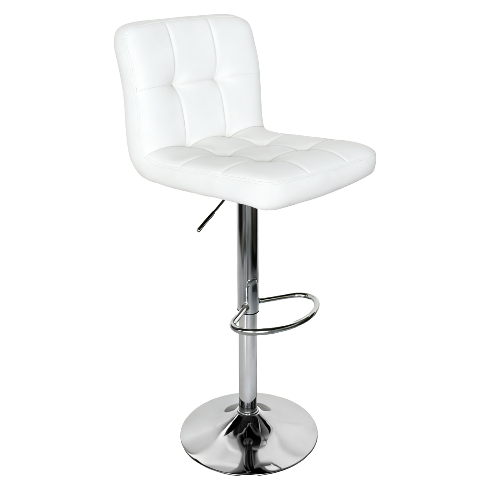 Scaun de bar KANDY 2 NEW, piele ecologica alba/crom