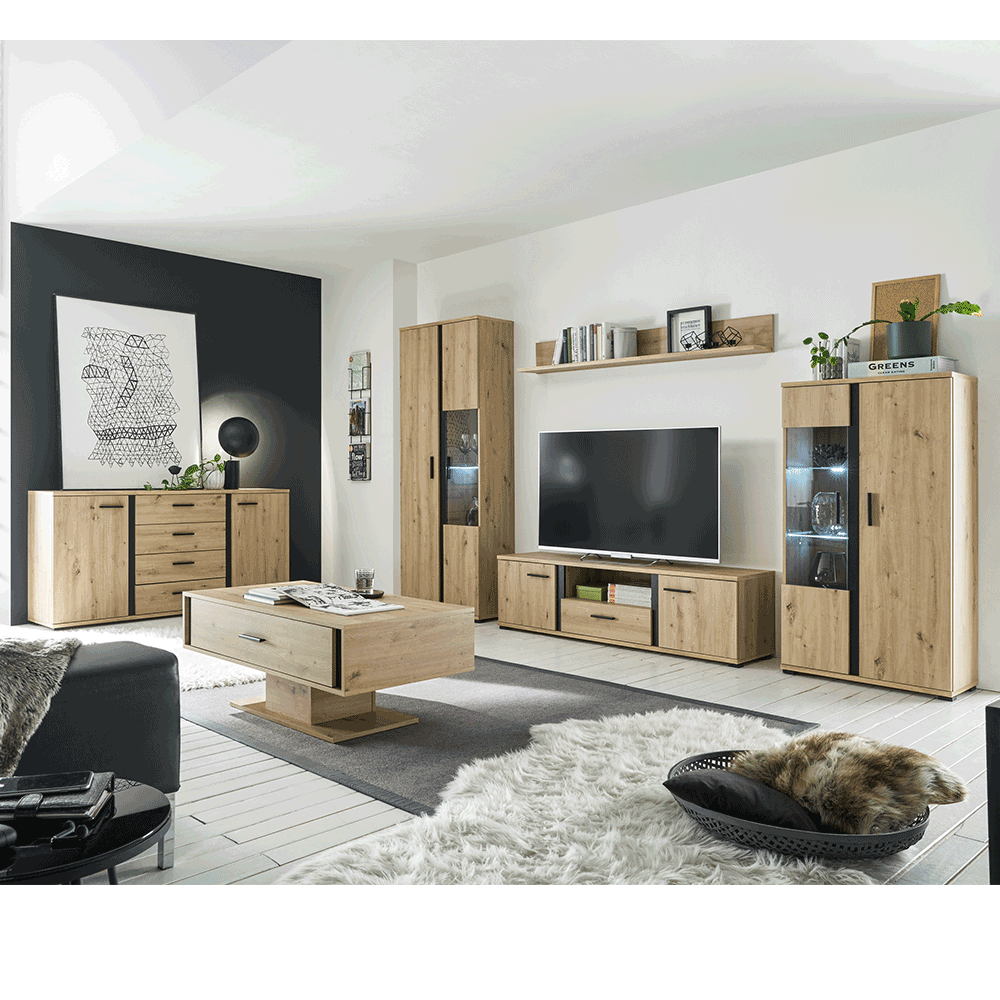 Shaggy (fir de par inalt) KANODE, stejar artisan / negru