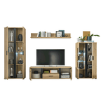 Perete living KANODE, stejar artizan/negru