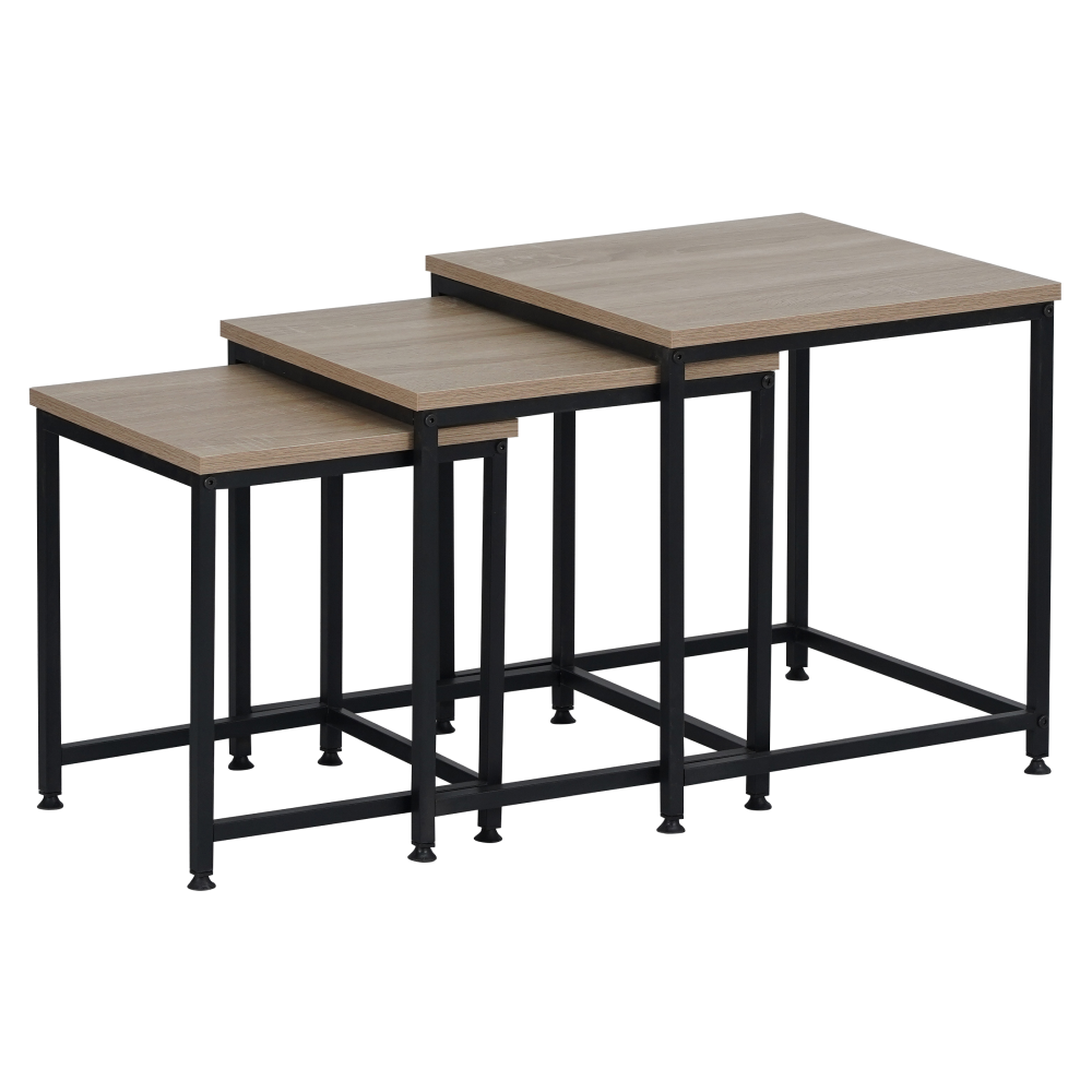 Masute de cafea KASTLER 2 NEW TYP 3, set de 3 buc., stejar sonoma/negru