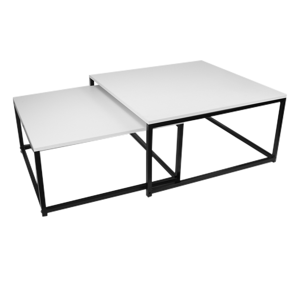 Set de doua masute de cafea KASTLER NEW TYP 1, alb mat/negru