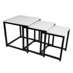 Set 3 masute de cafea KASTLER NEW TYP 3, alb mat/negru