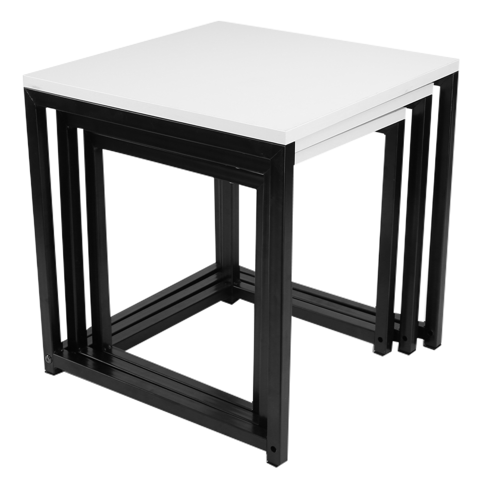 Masuta de cafea KASTLER, alb mat / negru