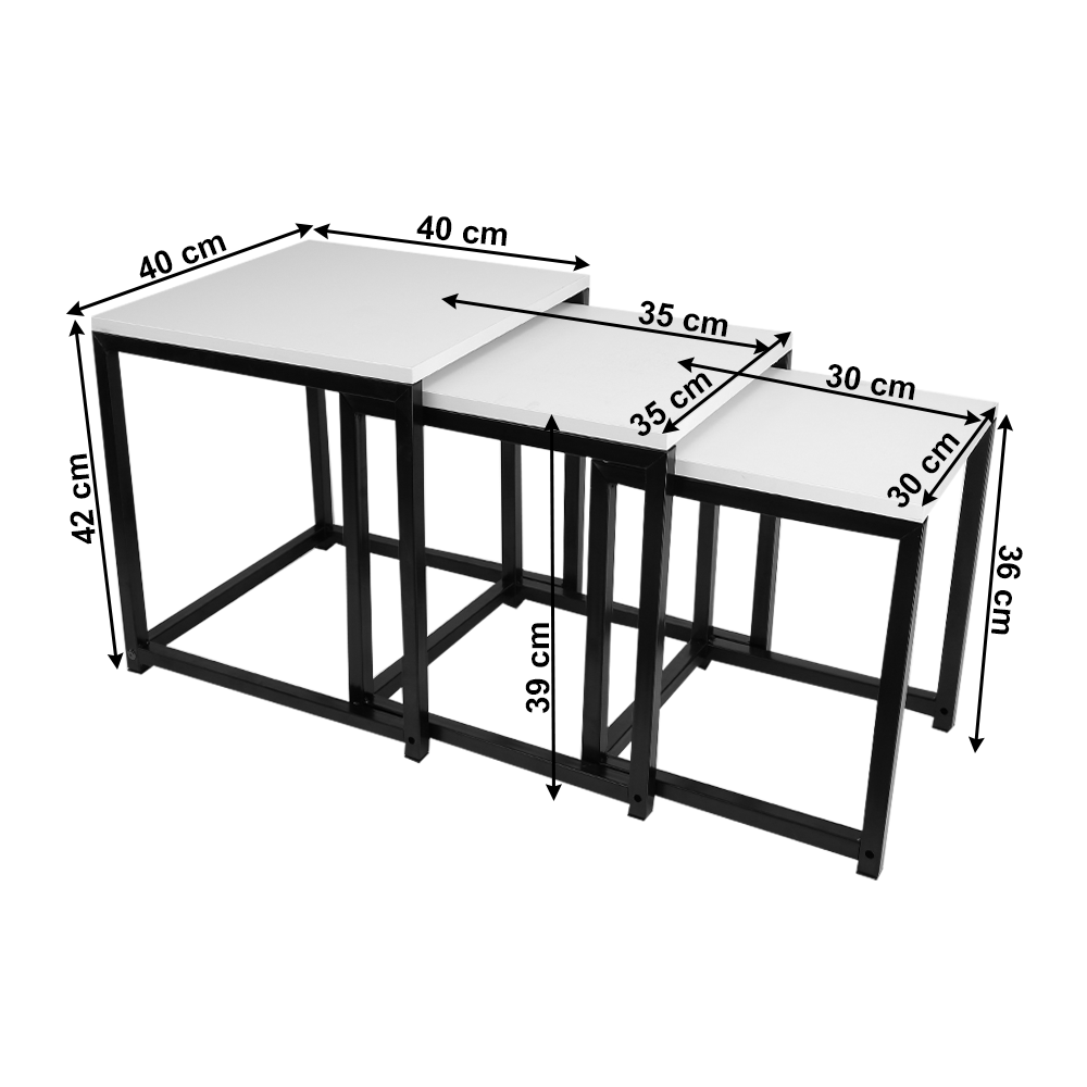 Masuta de cafea KASTLER, alb mat / negru