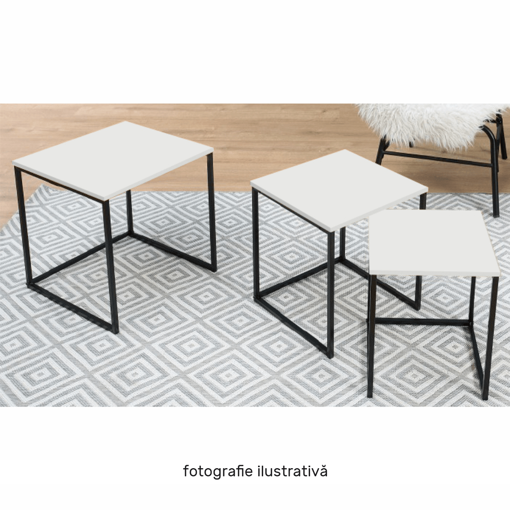 Masuta de cafea KASTLER, alb mat / negru