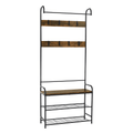 Raft pentru pantofi KELAM, lemn rustic si metal negru/MDF