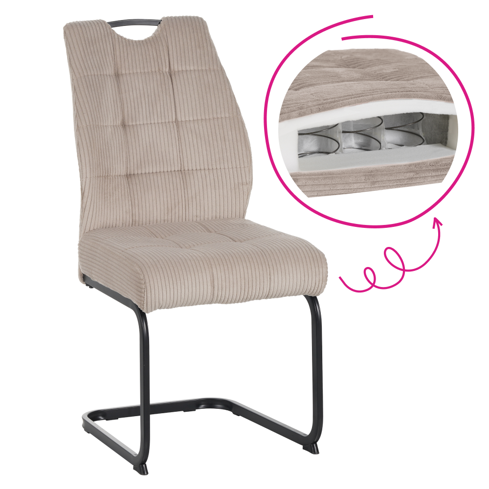 Scaun pentru sufragerie KELMA, maro-gri Taupe/neagra