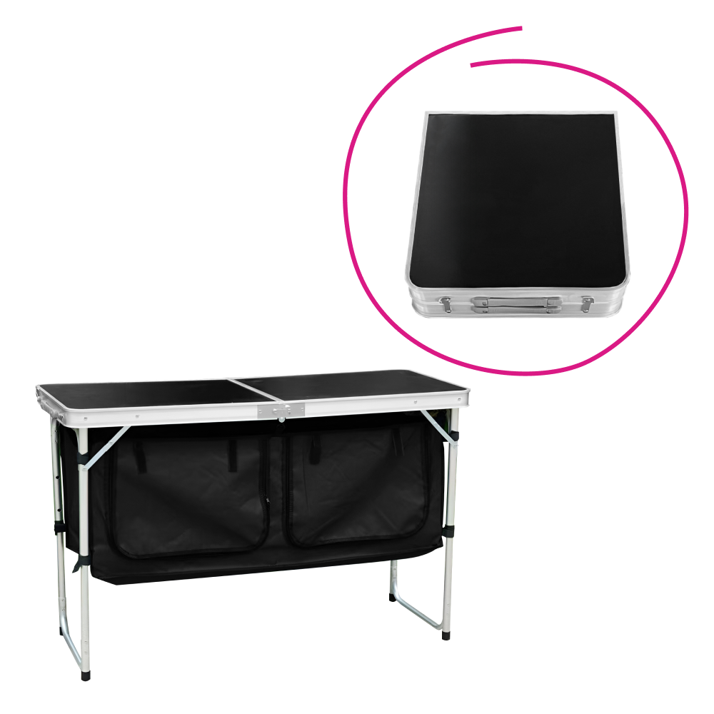 Masa de camping pliabila cu organizator KEPI TYP 3, aluminiu/MDF