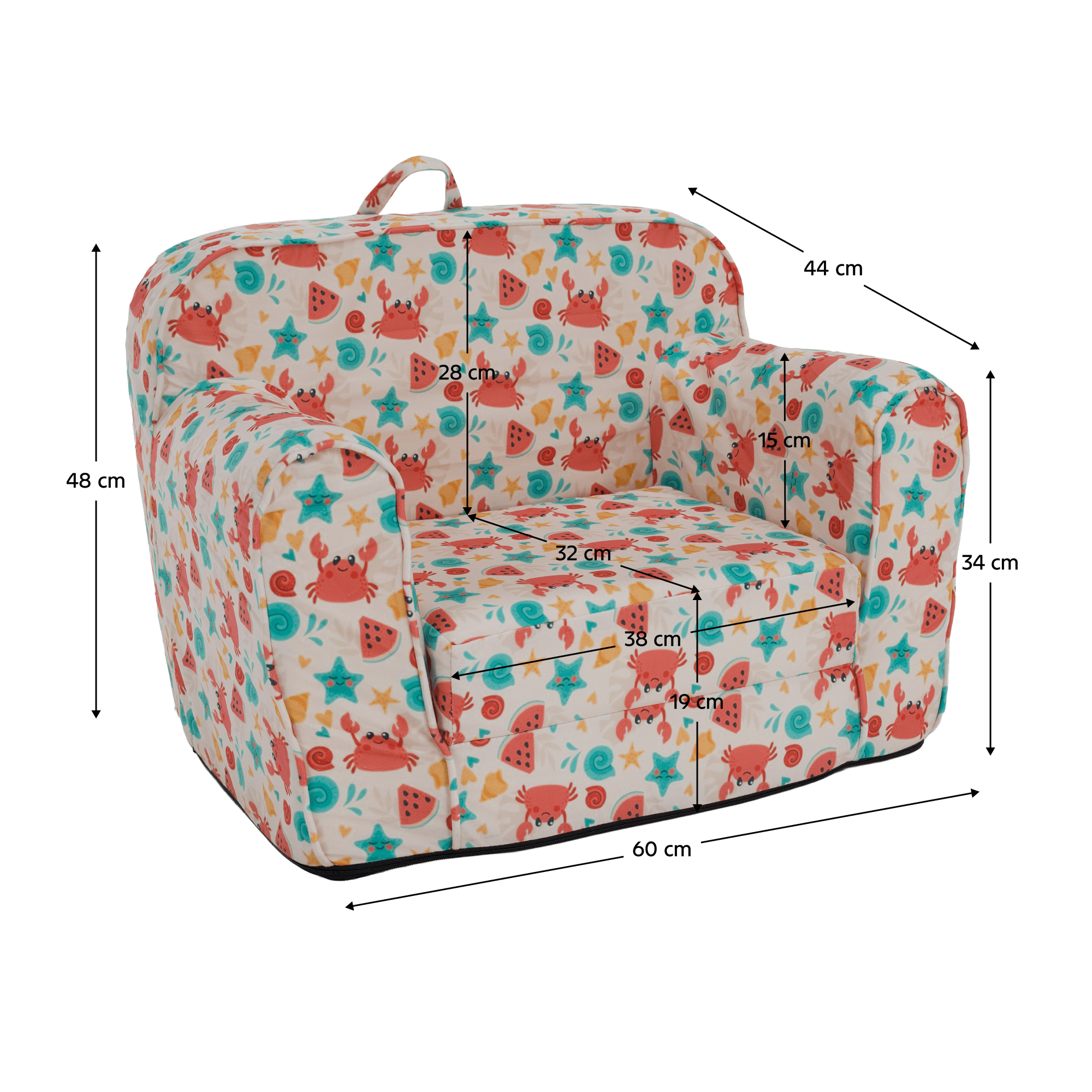 Fotoliu tip sac tapitat KIDY, vedere 3