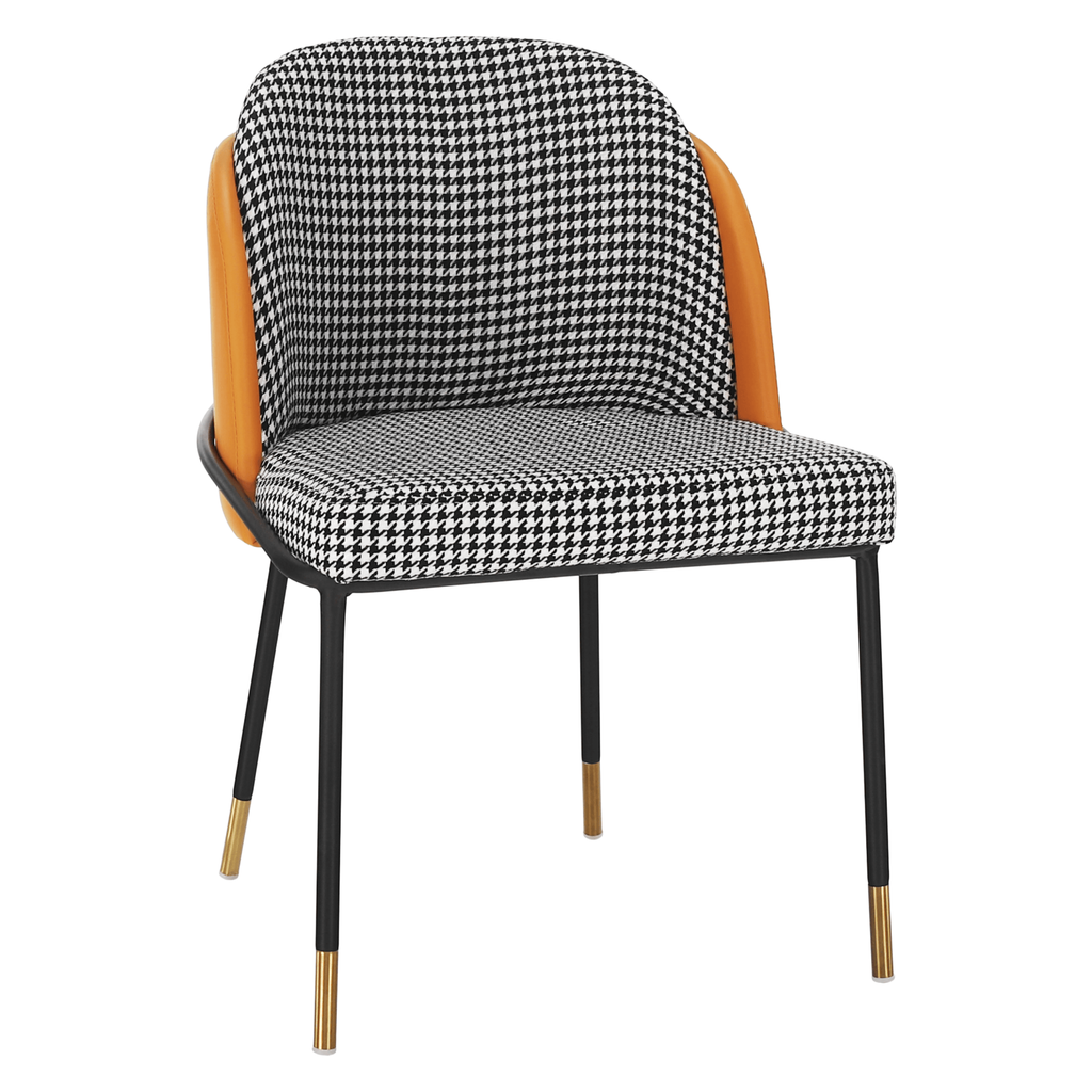 Scaun de luat masa KIRNA, model alb-negru/piele ecologica camel