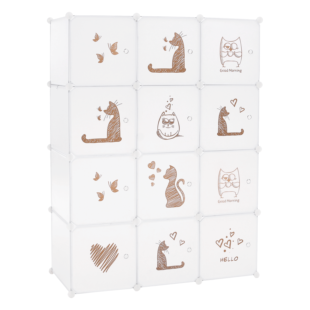 Dulap modular pentru copii KITARO, model alb/maro pentru copii