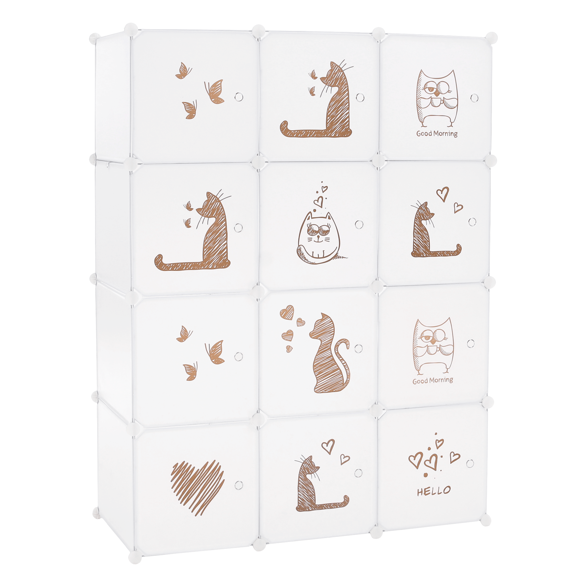 Dulap modular pentru copii KITARO, model alb/maro pentru copii