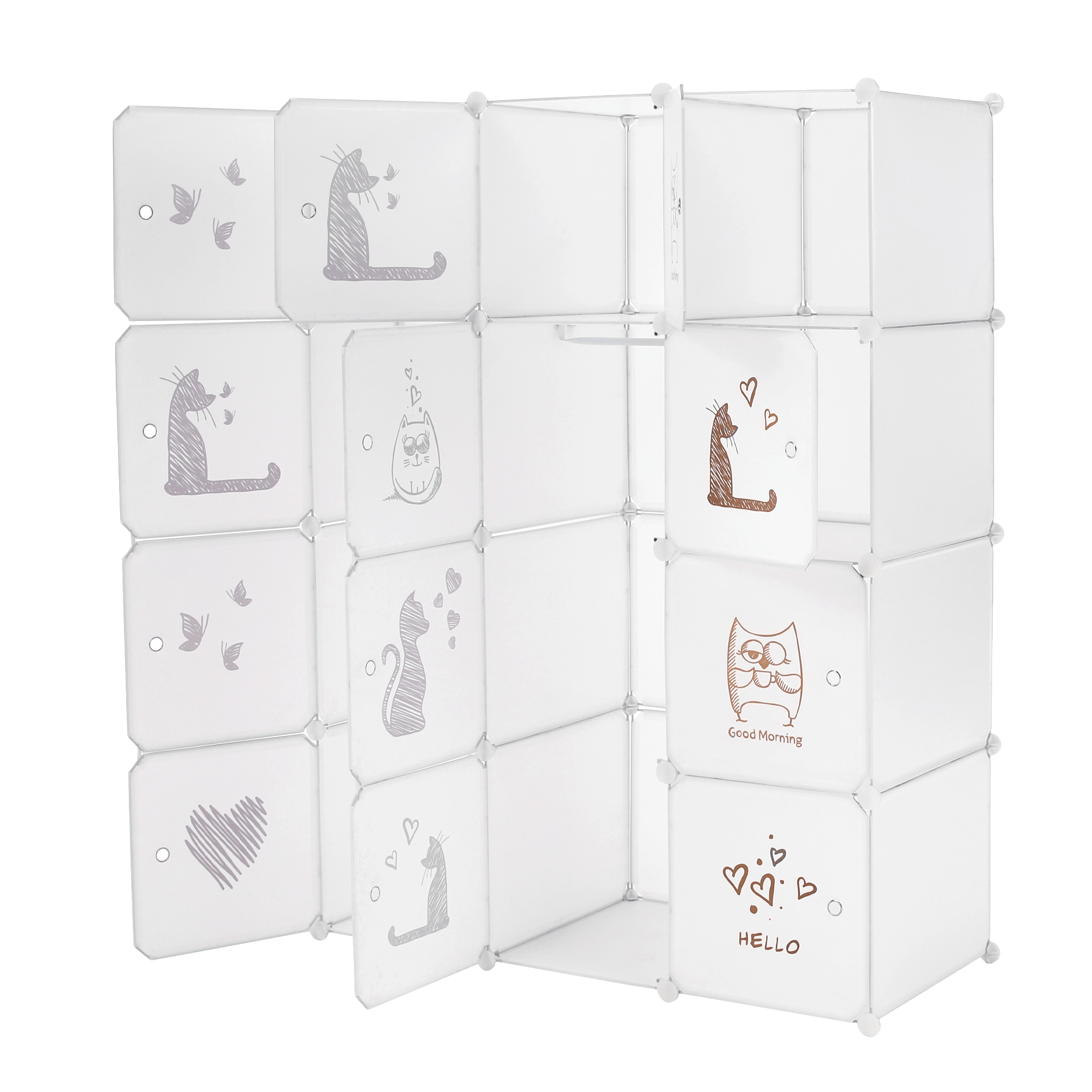 Dulap modular KITARO, alb / maro