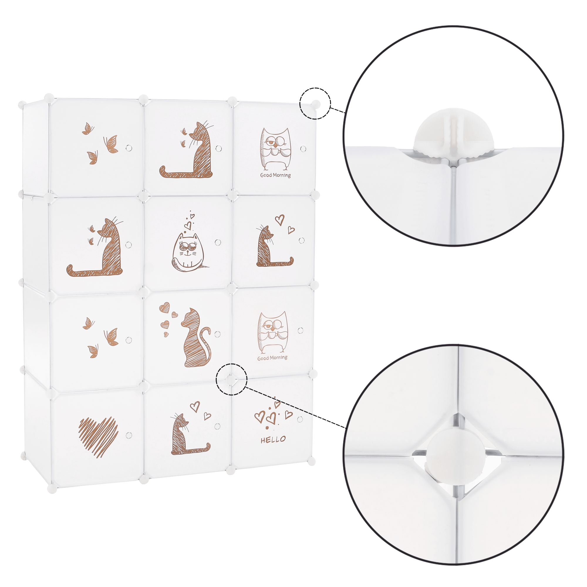 Dulap modular KITARO, alb / maro