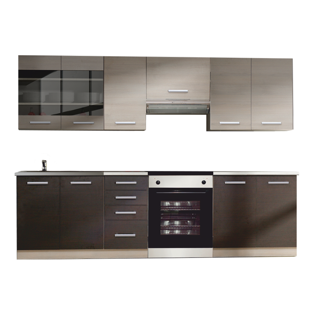 Mobilier bucatarie KLANTON, stejar gri deschis/stejar inchis
