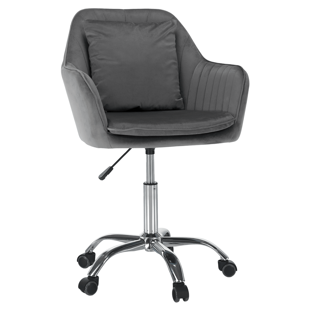 Scaun de birou KLIAN, tesatura gri Velvet/crom