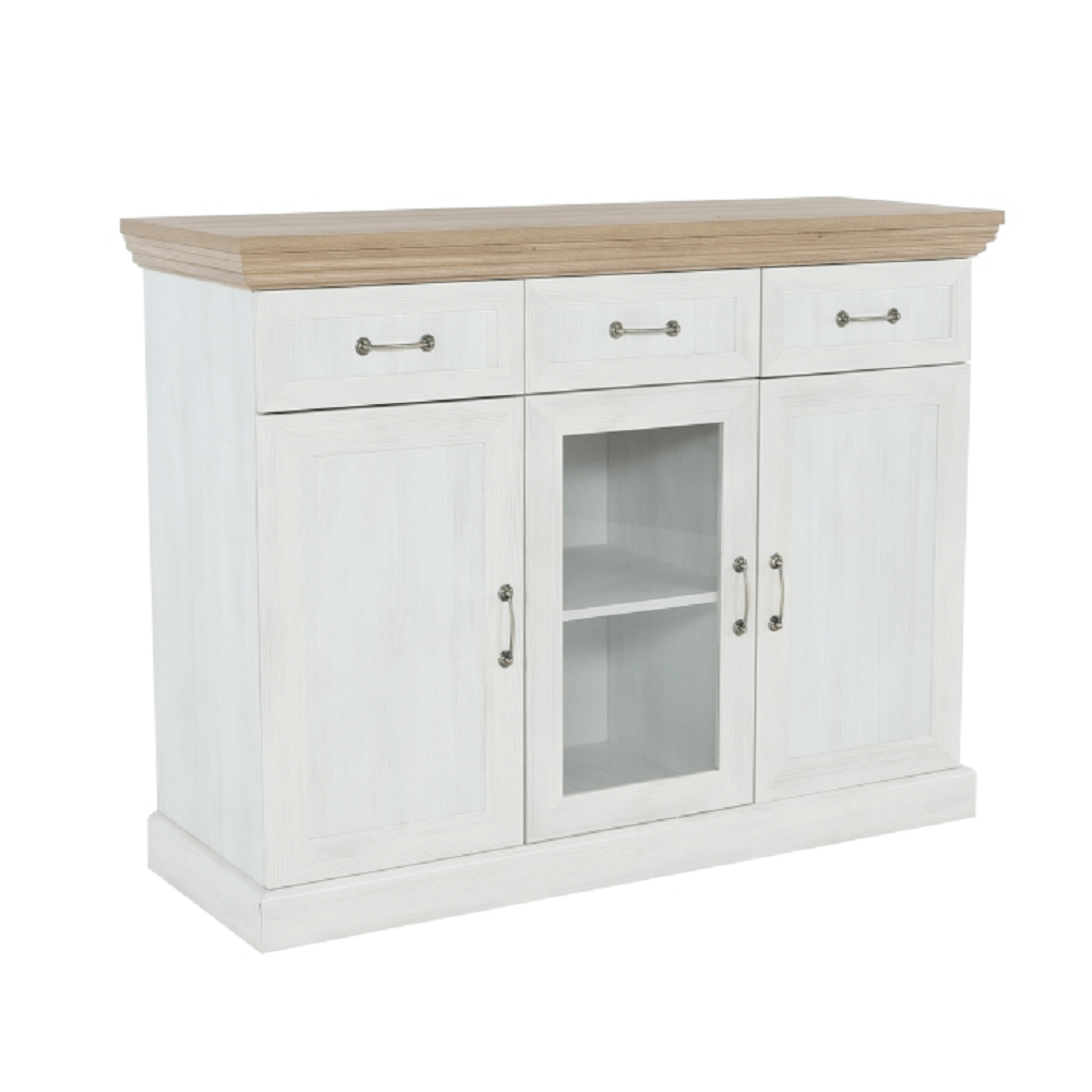 Comoda cu trei usi ROYAL K1S, pin nordic/stejar salbatic