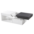Masuta de cafea MELIDA, alb extra lucios HG/gri cu design din lemn