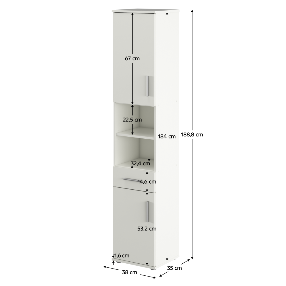 Mobilier baie LESSY, alb mat