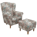 Fotoliu cu taburet ASTRID, material textil in stilul patchwork Viorica 1