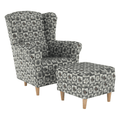 Fotoliu cu taburet ASTRID, material textil in stilul patchwork N1