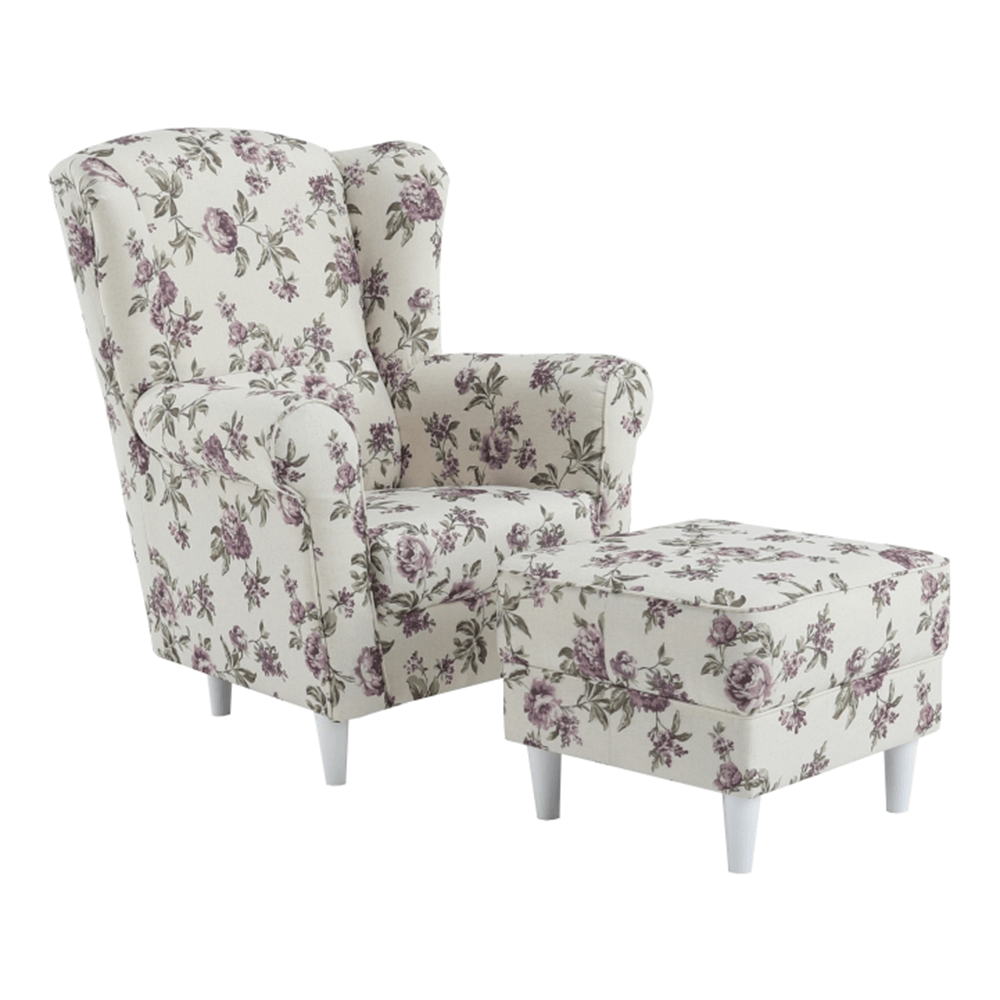 Fotoliu cu taburet ASTRID, material textil rose 18