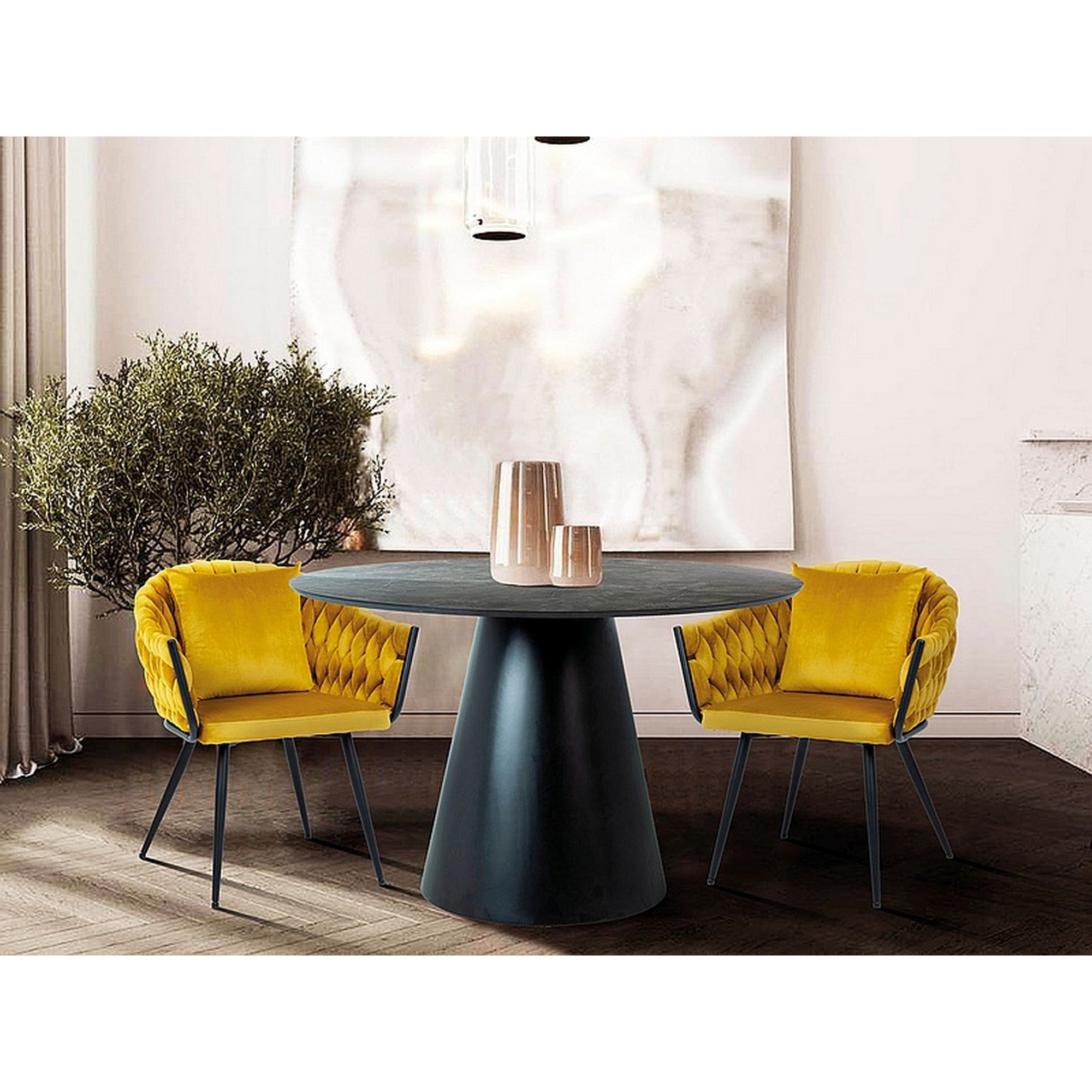Scaun NUVO, galben mustar / negru