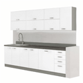 Ansamblu bucatarie PRADO, alb extra lucios/gri