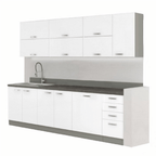 Ansamblu bucatarie PRADO, alb extra lucios/gri