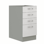Cabinet inferior PRADO 40 D 4S BB, alb extra lucios/gri