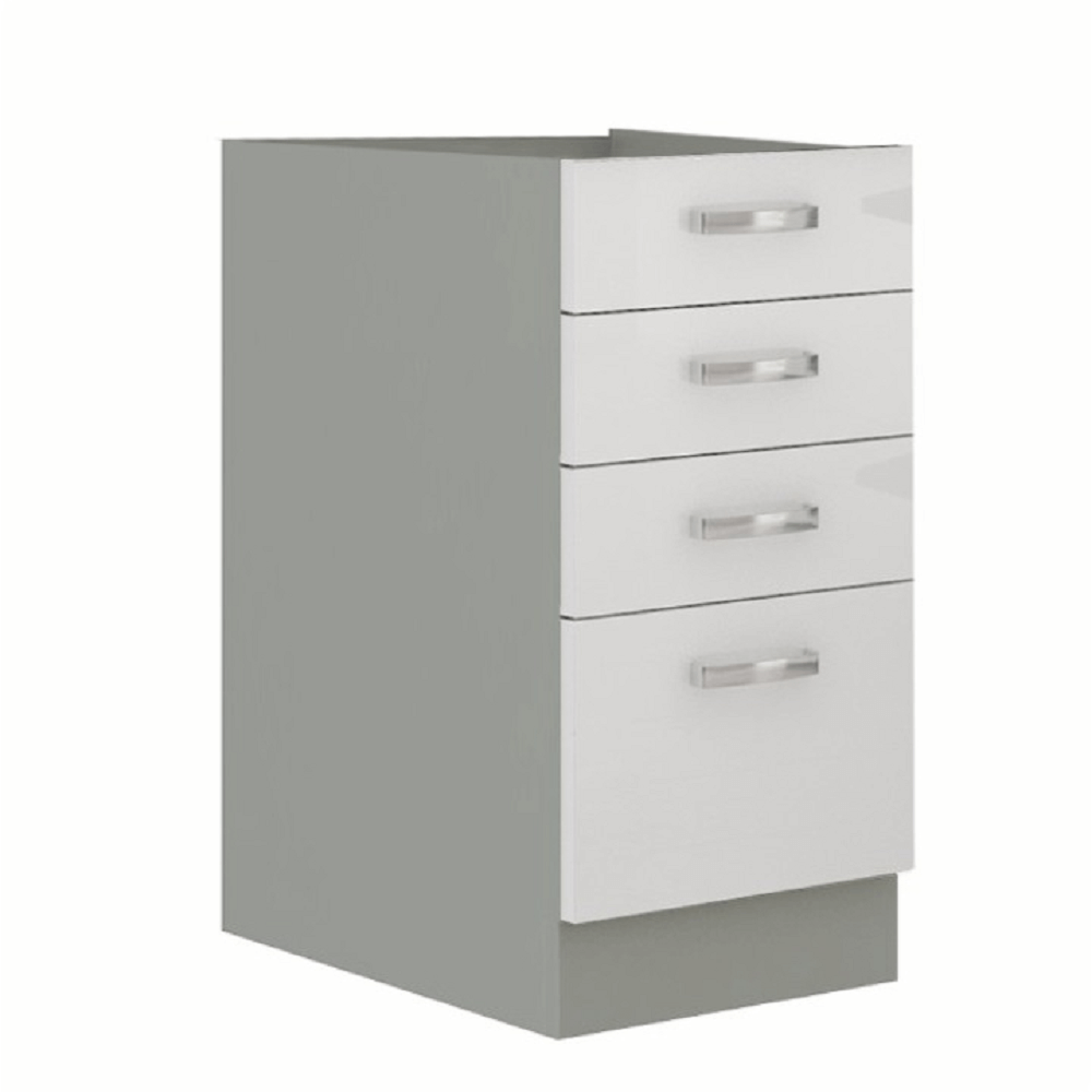Cabinet inferior PRADO 40 D 4S BB, alb extra lucios/gri