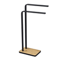 Suport pentru prosoape LABAV, metal de culoare neagra/bambus