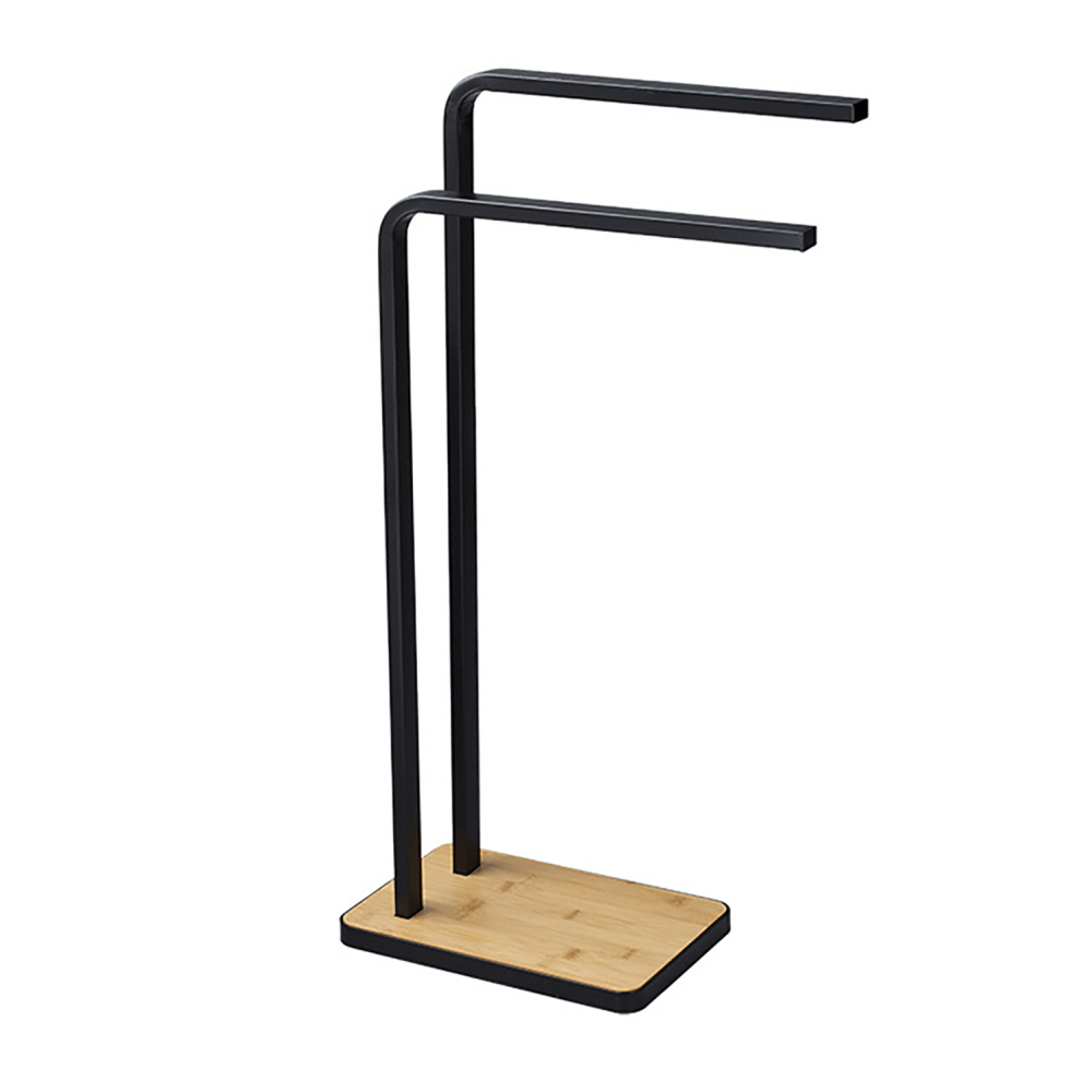 Suport pentru prosoape LABAV, metal de culoare neagra/bambus