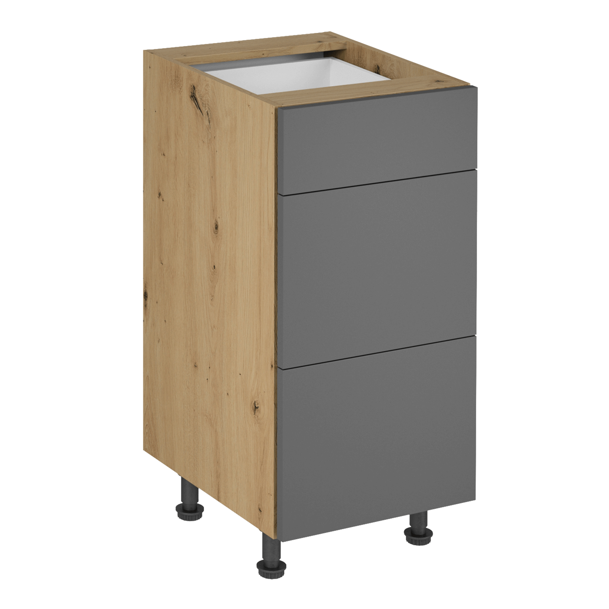 Dulap de jos LANGEN D40S3 P, stejar artizanal/gri mat