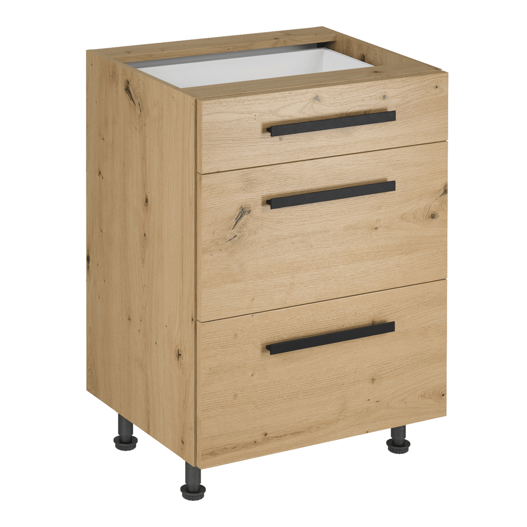 Dulap de jos LANGEN D60S3 U, stejar artizanal, cu maner