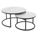 Masute de cafea LASTRO NEW, set de 2, marmura alba/negru