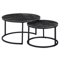 Masute de cafea LASTRO, set de 2, marmura negru/otel negru