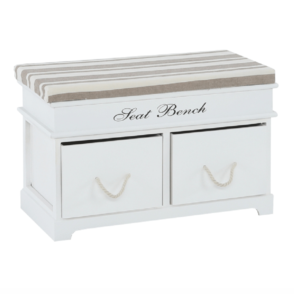 Banca cu perna SEAT BENCH 1 NEW, 2 sertare, alb/maro deschis