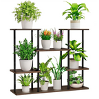 Suport pentru flori metalic LEDER, negru/lemn rustic