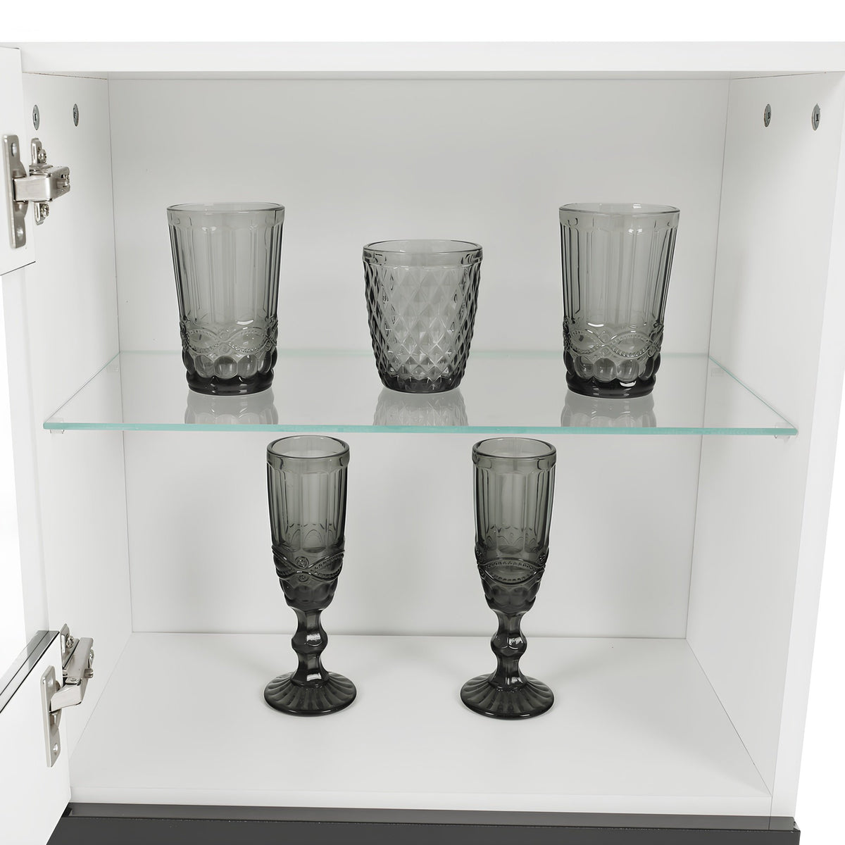 Ansamblu living LEO, alb / negru lucios