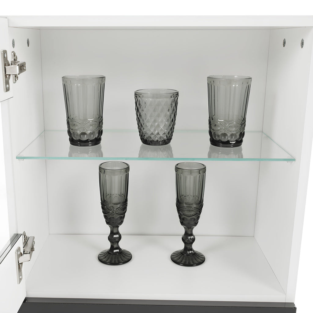 Ansamblu living LEO, alb / negru lucios