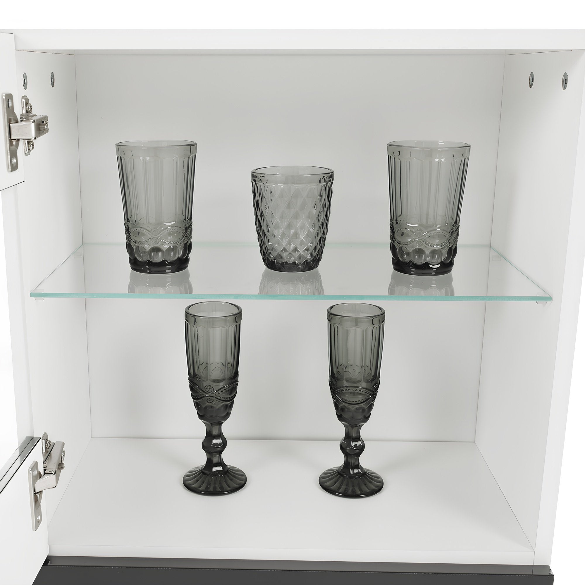 Ansamblu living LEO, alb / negru lucios
