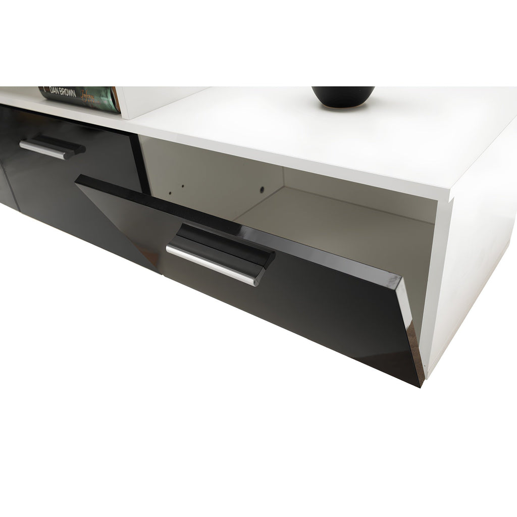 Ansamblu living LEO, alb / negru lucios