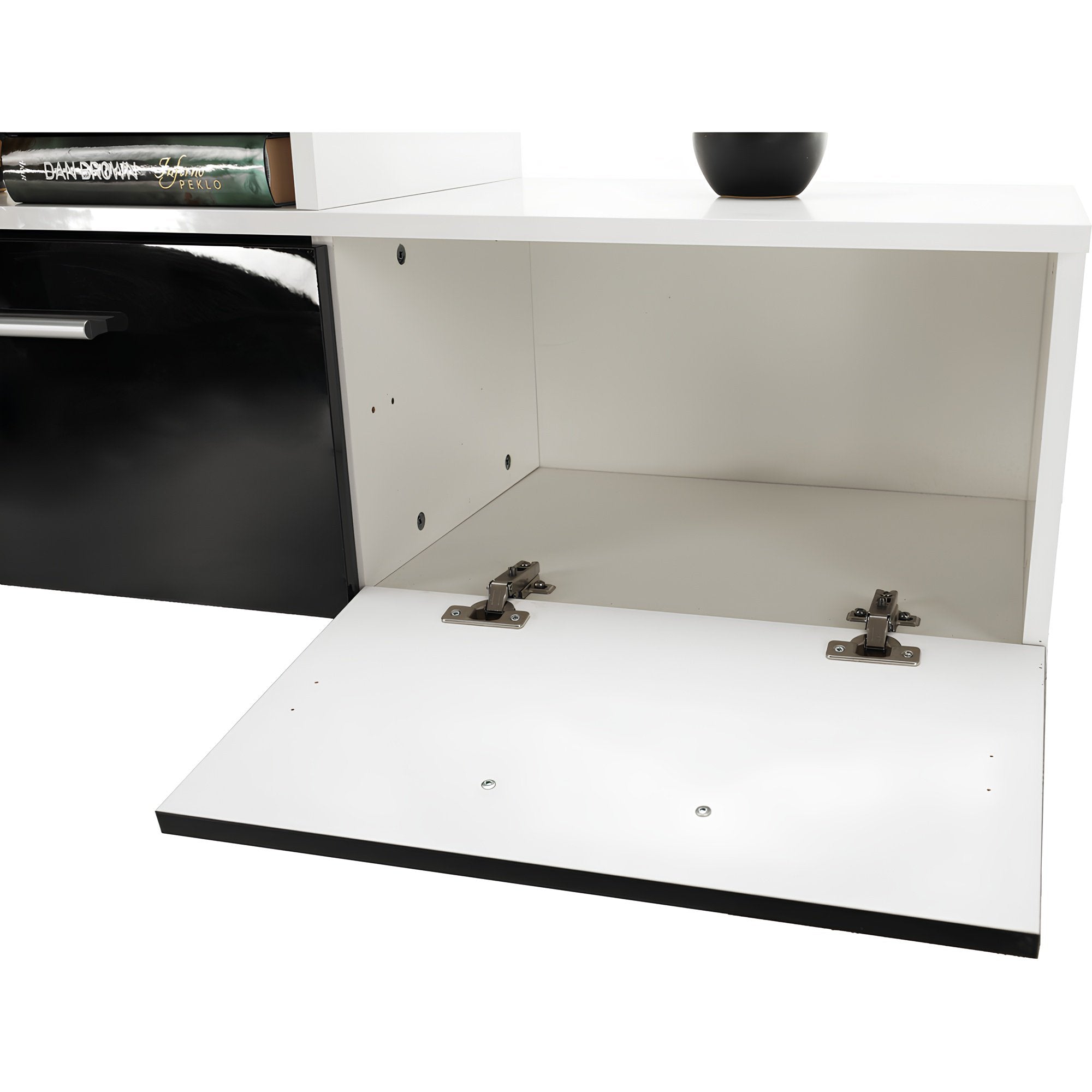 Ansamblu living LEO, alb / negru lucios