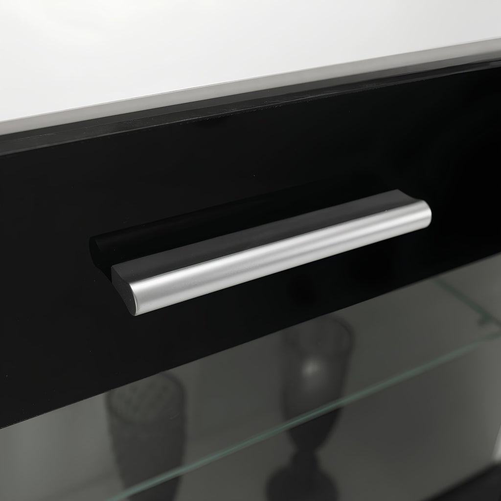Ansamblu living LEO, alb / negru lucios