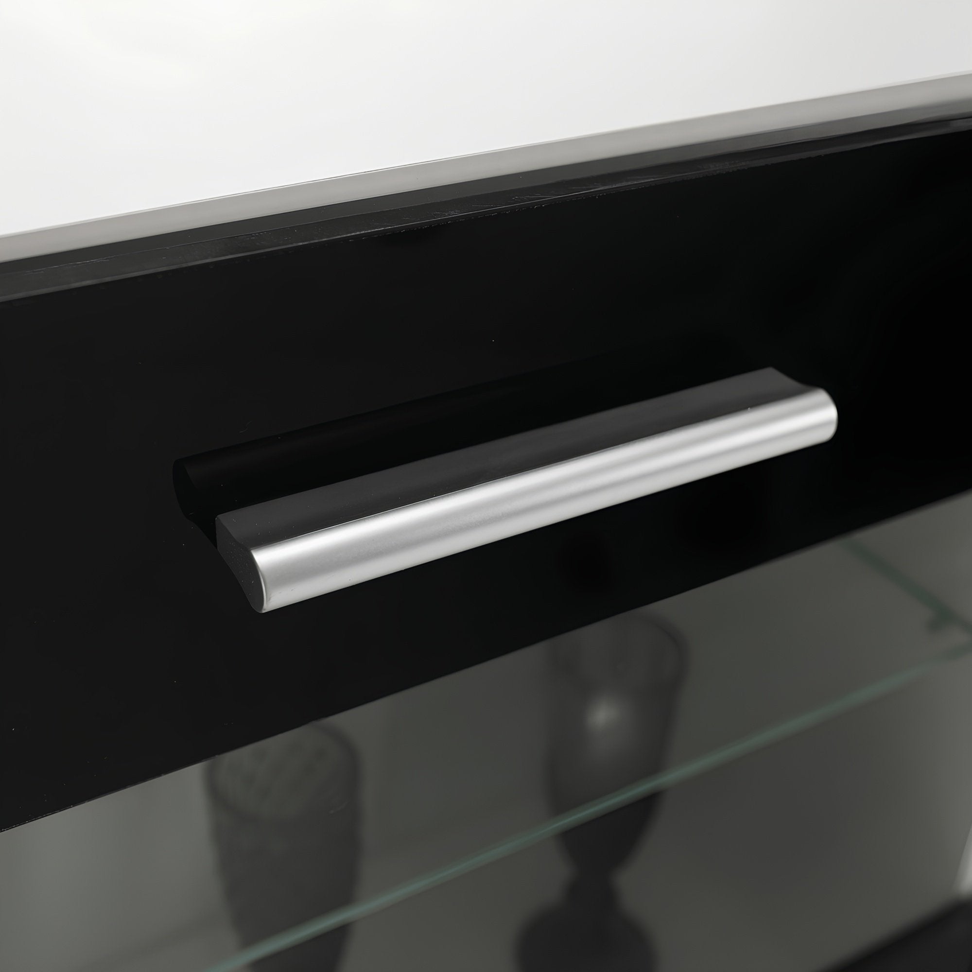 Ansamblu living LEO, alb / negru lucios