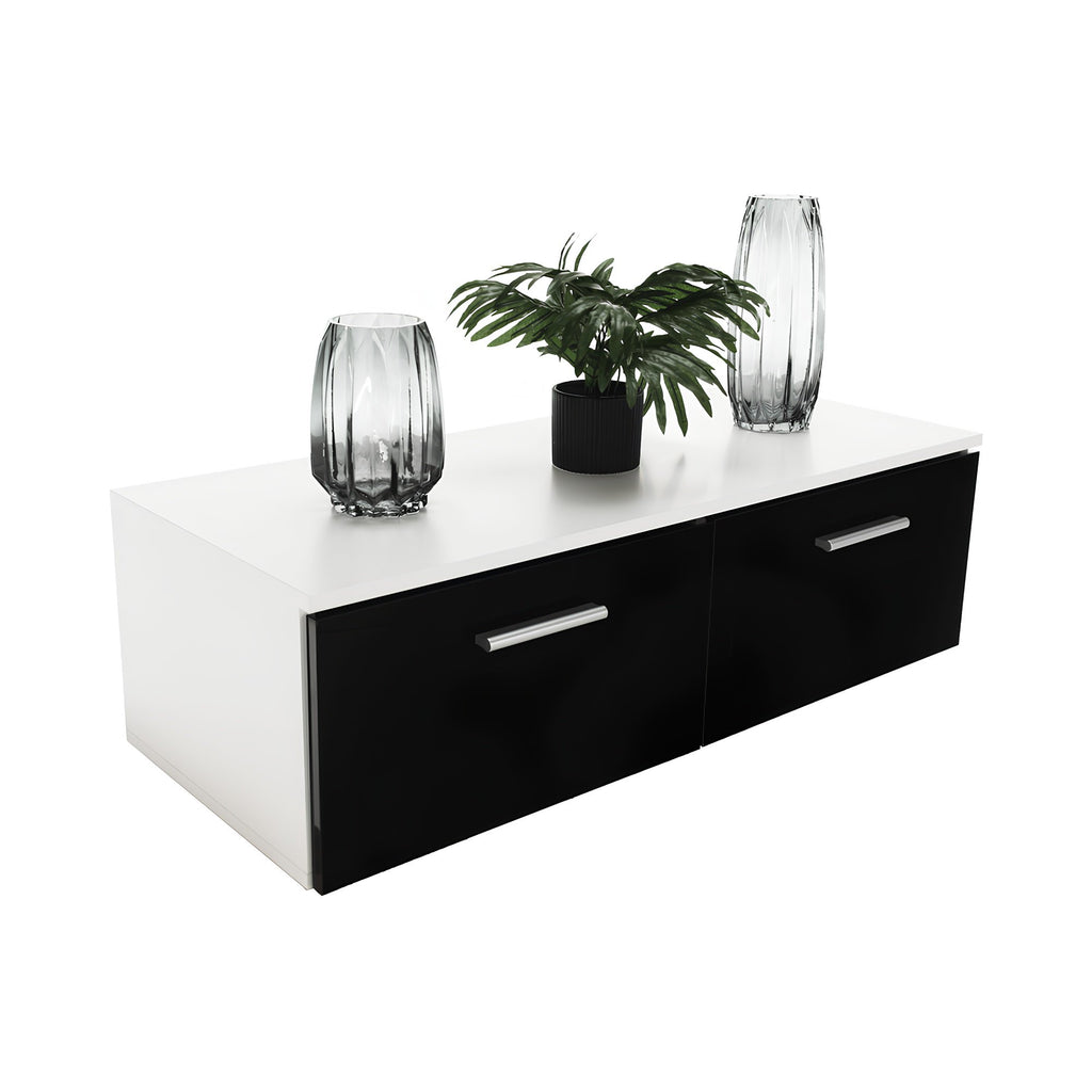 Ansamblu living LEO, alb / negru lucios