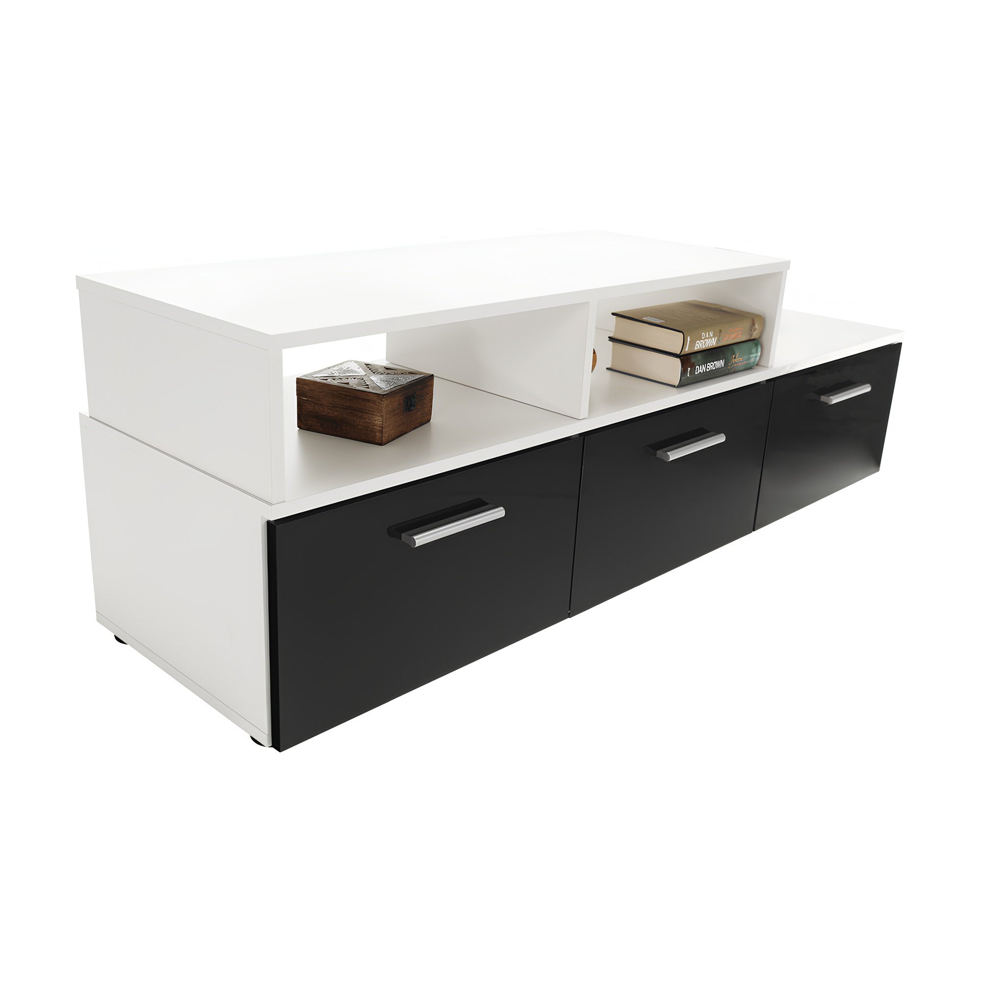 Ansamblu living LEO, alb / negru lucios